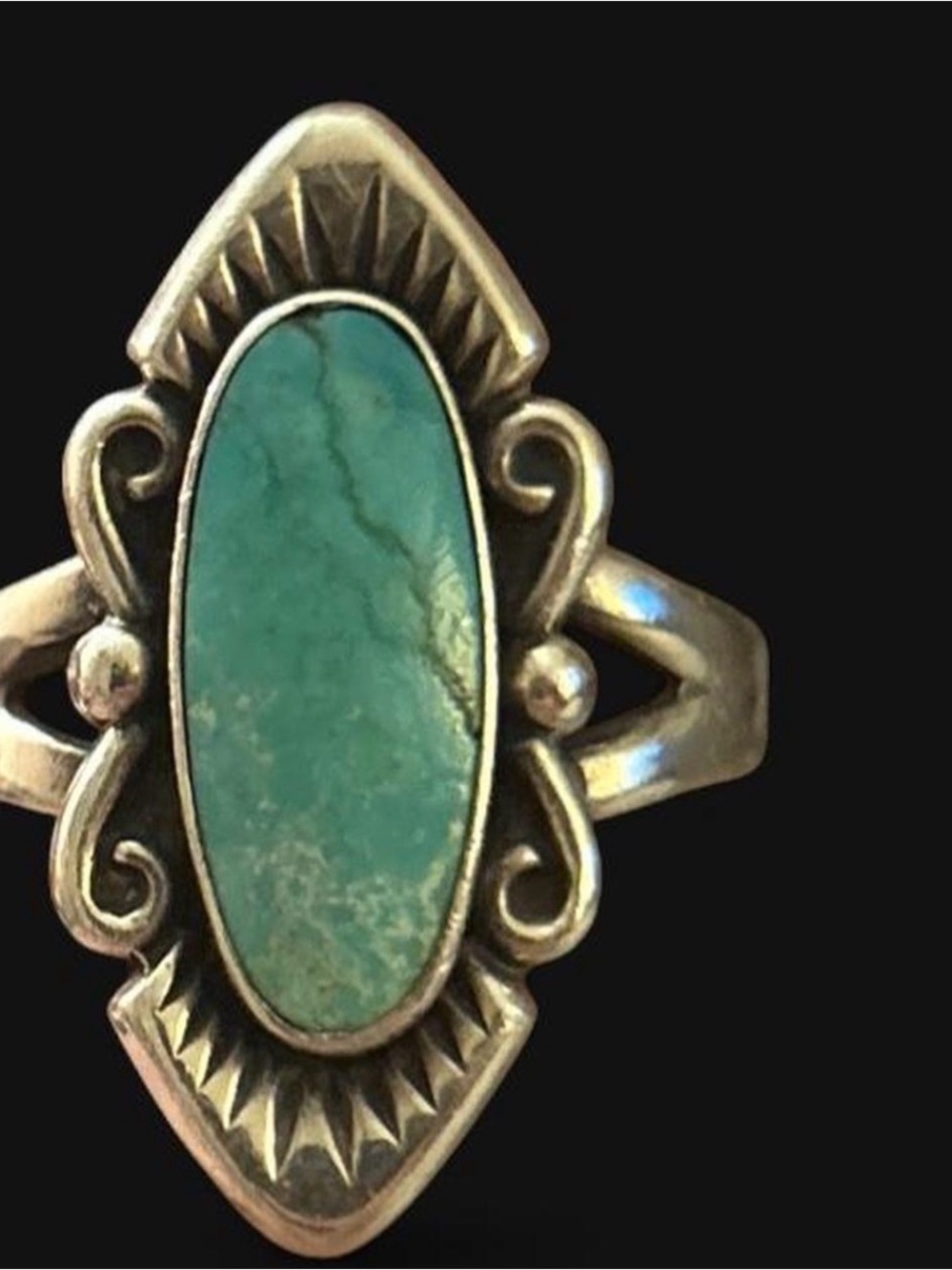 🔥 AUTHENTIC Vintage Navajo Signed Sterling Silver Turquoise Ring